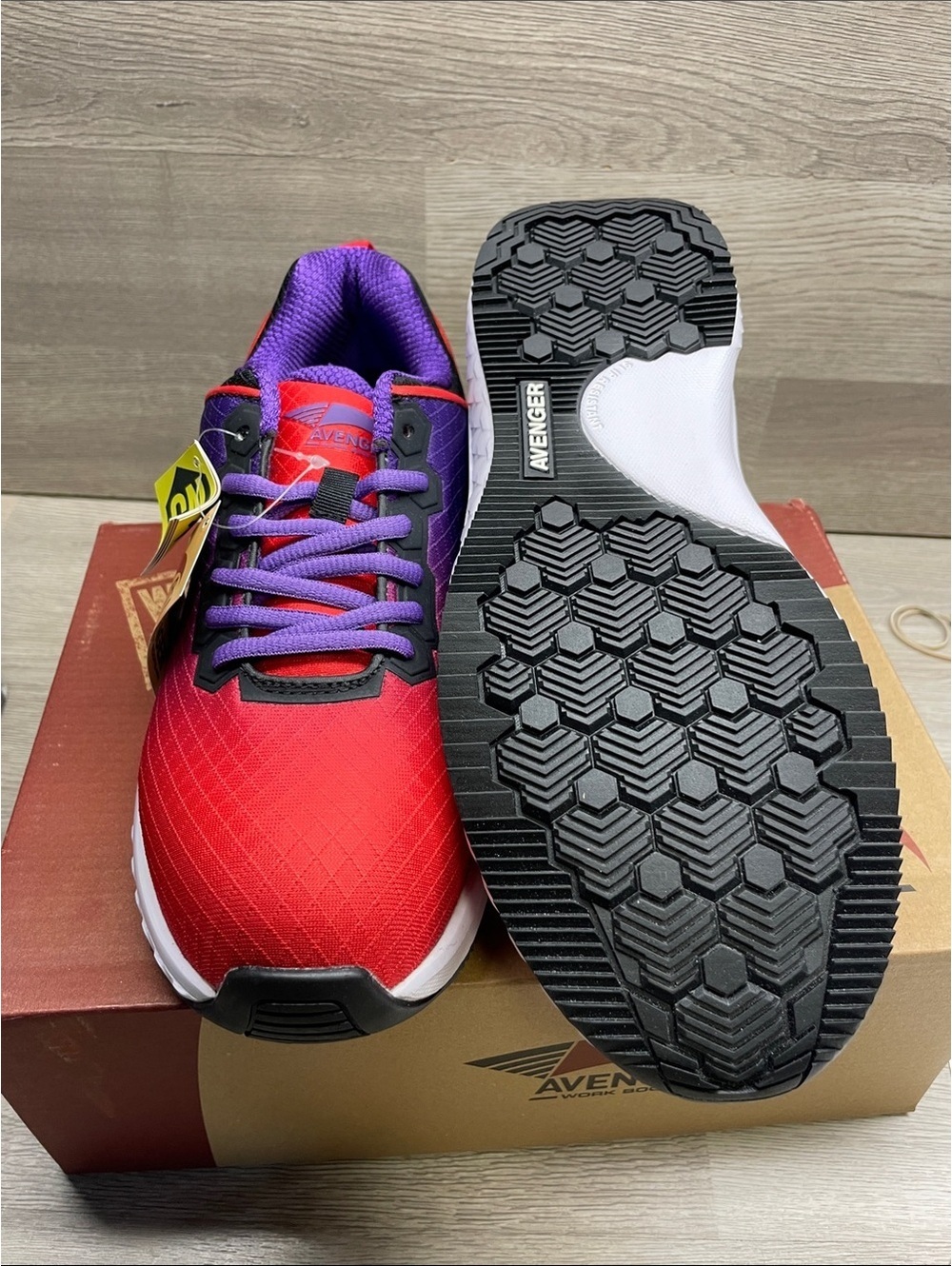 Avenger Red and Purple Women’s Work Sneakers #84